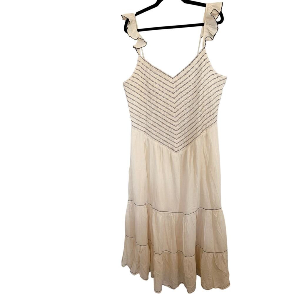 American Eagle XXL Cream Gauze Midi Dress NWT Cotton Tiered Ruffle